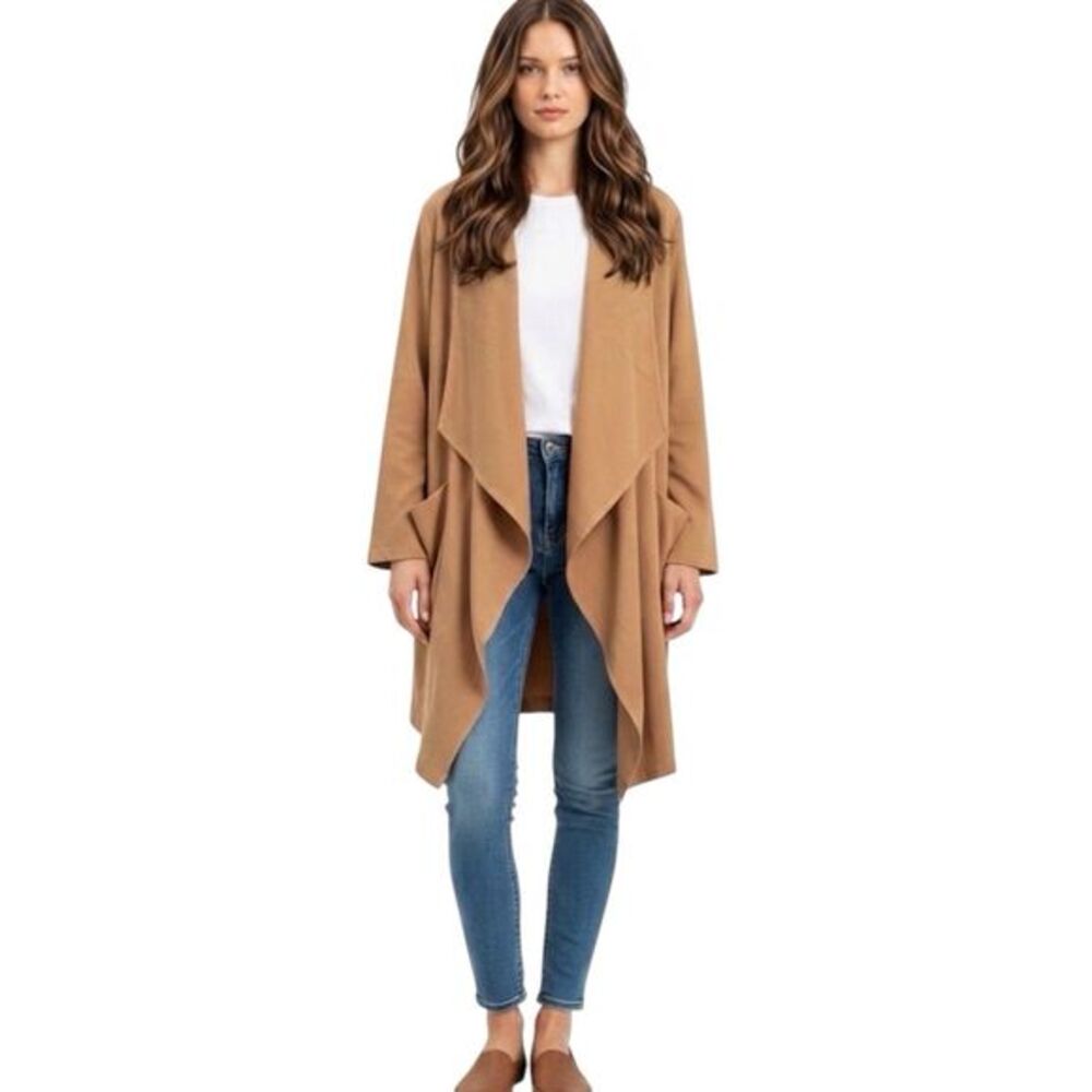 Amaryllis X Ashlee Nichols Womens Open Blazer Waterfall Neutral Brown Sz Medium